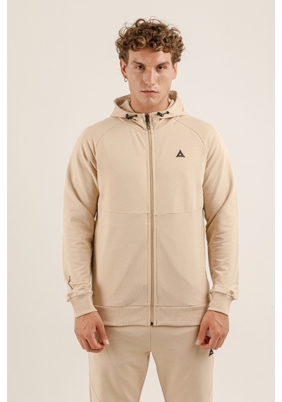 Airlife Saturn Ur7 Pro I Tam Boy Fermuarlı Erkek Kapüşonlu Sweatshirt Bej
