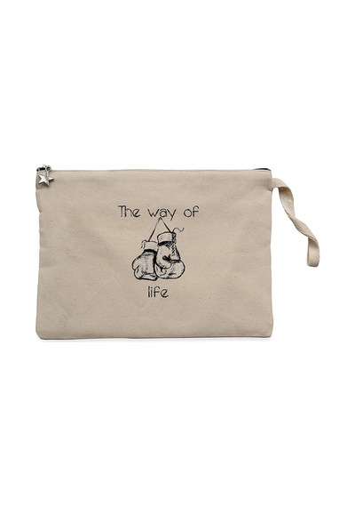 Boxing The Way of Life Krem Clutch Astarlı Cüzdan / El Çantası Krem