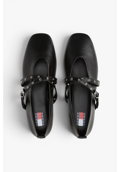 Tommy Hilfiger Tjw Leather Maryjane Ballerına Kadın Siyah Ayakkabı - En0en02868