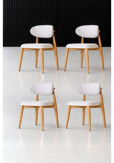Polo Ahşap Sandalye 4 Adet Ahşap Mutfak Sandalyesi Salon Sandalyesi Yemek Masası Sandalyesi Beyaz