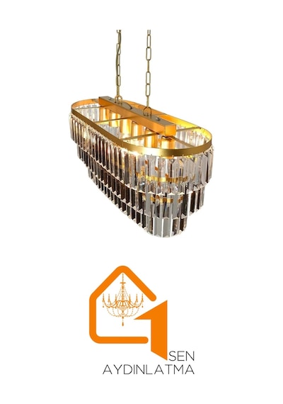 Gizem Gold Kristal Taşlı Lüks Avize 73x30 Cm Altın