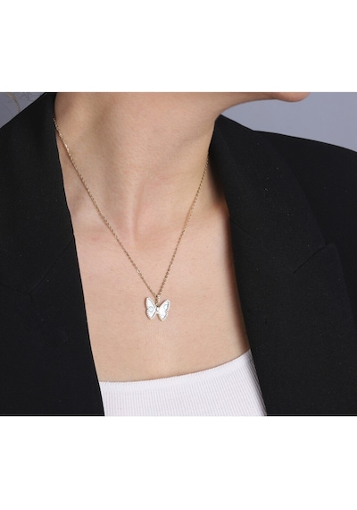 Diamond Line - Gülaylar - Sarı Altın 14 Ayar Kelebek Kolye Standart N11.23818