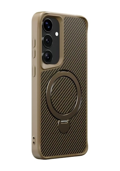 Teleplus Samsung Galaxy  Uyumlu S24 Plus Kılıf Karbon Fiber Magsafeli 360 Dönerli Standlı Alp Kapak