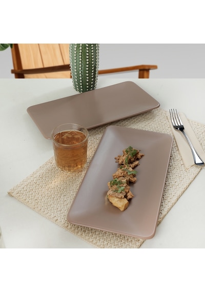 Keramika Mat Toprak Taupe Siera Kayık Tabak 33 Cm 2 Adet 977