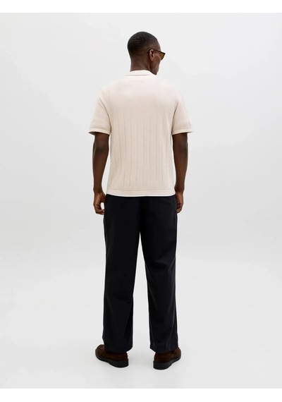 Jack & Jones Jjebradley Knit Split Neck Ss Sn Erkek T-shirt-32833 Krem
