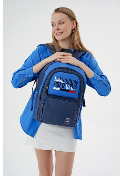 Benittokids Cambridge Polo Club Minimalist Tasarım Unisex Çok Gözlü Sırt Çantası Mavi