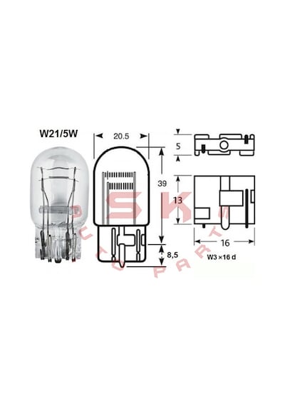 Skauoto 12V 21 5W 1016 T20 Dipsiz Ampul Çift Duy W21 5W 10 Adet