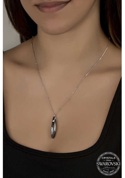Gumush  Swarovski Crystal Taşlı Top Zincir Çubuk Gümüş Kadın Kolye