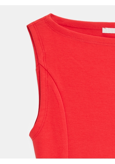 Dilvin 21001 Kayık Yaka Peplum Top-kırmızı
