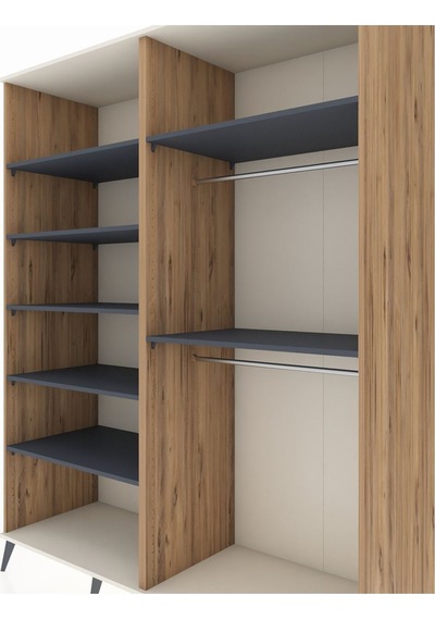 Kronos Gardrop 7 Raflı 2 Askılı 176x59x221 Çam-aytaşı/antrasit Beyaz Kronos Gardrop 7 Raflı 2 Askılı 176x59x221 Çam-aytaşı/antrasit Beyaz