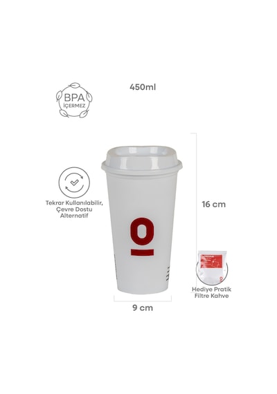 Tekrar Kullanılabilir Beyaz Bardak 450 Ml No:113 Beyaz
