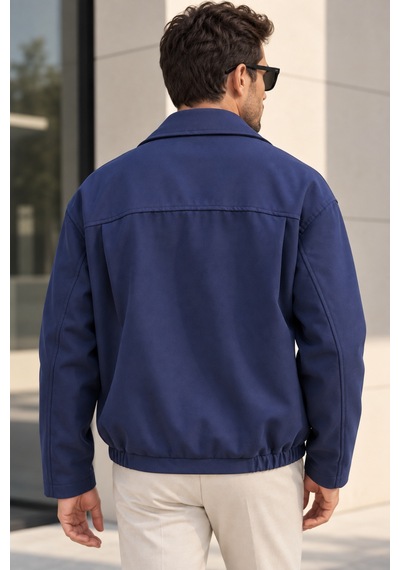Polo State Erkek Astarlı Fermuarlı Lastik Bel Regular Fit Ceket - Lacivert