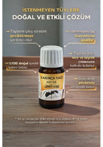 %100 Dogal 20 Ml Karınca Yağı Tüy Azaltıcı Doğal Bakım Yağı 2'li