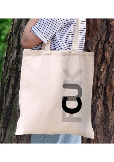 Bk Gift Fcuk Tasarımlı Kanvas Bez Çanta, Baskılı Omuz Çantası, Alışveriş Çantası, Plaj Çantası, Arkadaşa Hediye-8 Çok Renkli