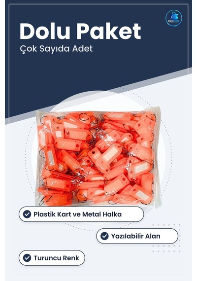 Anahtarlık Yazılı Kart Turuncu Dolu Paket Anahtar Etiketi Plastik