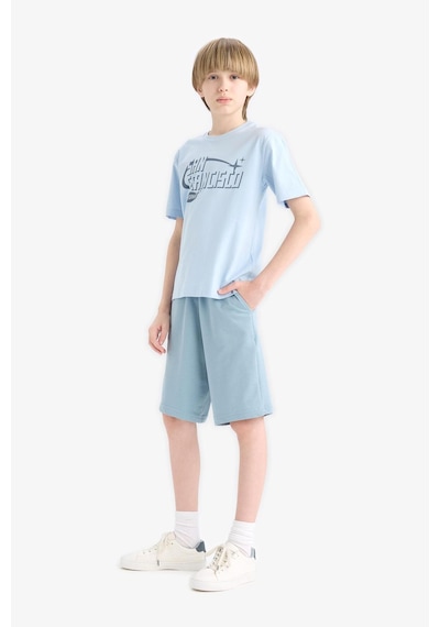 Defacto Regular Fıt Sweatshirt Kumaşı Şort Erkek Çocuk B5867A825SM Mavi
