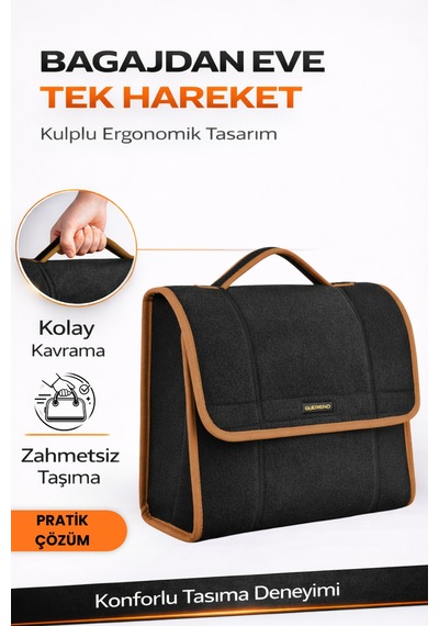 Oto Bagaj Organizer Bagaj Çantası M Boy Kaymaz Cırt Bantlı Velur Kompakt Düzenleyici - Mcx5