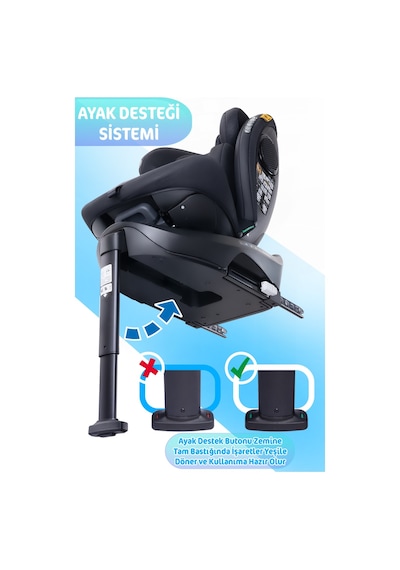 Prego Omegafix Alarmlı 360 Derece Dönebilen I-Size 0-36 kg Oto Koltuğu