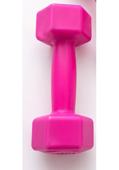 Pembe Köşeli Kemik Dambıl Seti 1 Kg - Pilates Fitness Ve Egzersiz El Halteri Çok Renkli