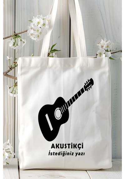 Art Hediye Akustikci Baskılı Bez Omuz Çantası Kişiye Özel Model 2 Çok Renkli