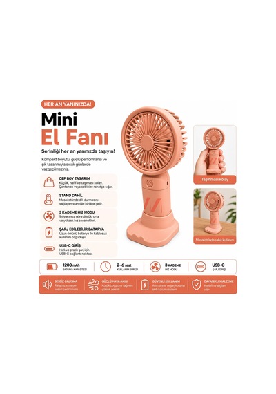 Muıtomas Portatif El Fanı Şeftali