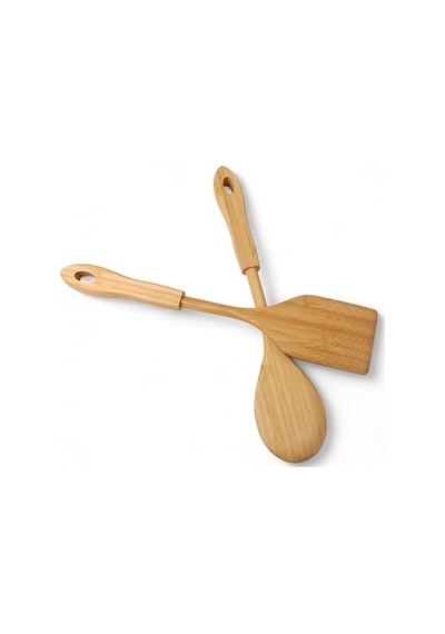 Bambu 2&apos Li Servis Seti, Tavalarınız Ve Kızarmanız İçin Spatula, Servisleriniz İçin Büyük Kaşık 2 Adet Lüks Bambu Set 0