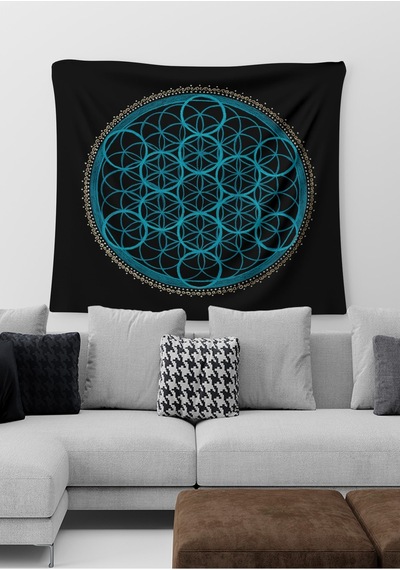 Duvar Örtüsü Yaşam Çiçeği Kutsal Geometri Soyut Sanatsal Dekoratif Duvar Örtüsü