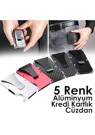 Cüzdan Kartlık Kredi Kartı Cüzdanı Metal 5 Farklı Renk Seçeneği