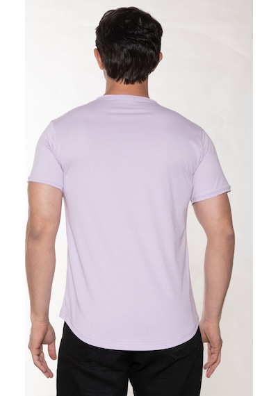 Black Horn Erkek Geniş Yaka %100 Pamuk Salaş T-shirt Lila