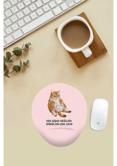 Sen Şişko Değilsin Diğerleri Çok Zayıf Desenli Bilek Destekli Mouse Pad Mousepad
