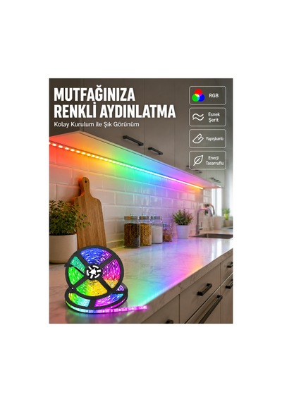 Kumandalı 5 Metre Şerit Led Dekoratif Aydınlatma - Siyah