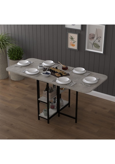 Asra Trend Metal Ayaklı Katlanır Mutfak Masası KM-31 %100 MDF Akıllı Yemek Masası Retro Gri Asra Trend Metal Ayaklı Katlanır Mutfak Masası KM-31 %100 MDF Akıllı Yemek Masası Retro Gri