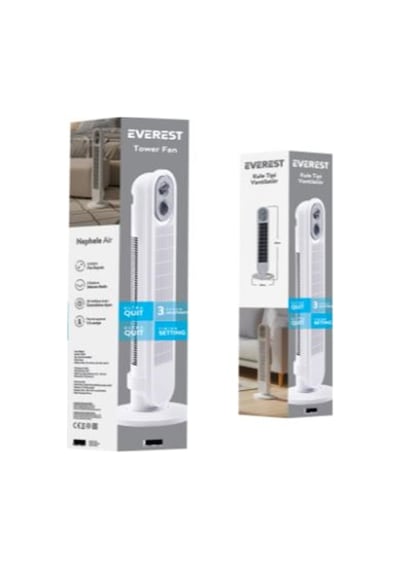 Everest Fan14 Beyaz 31" 50w 3 Hız Kademeli Zamanlayıcı Kule Tipi Vantilatör- Pervanesi