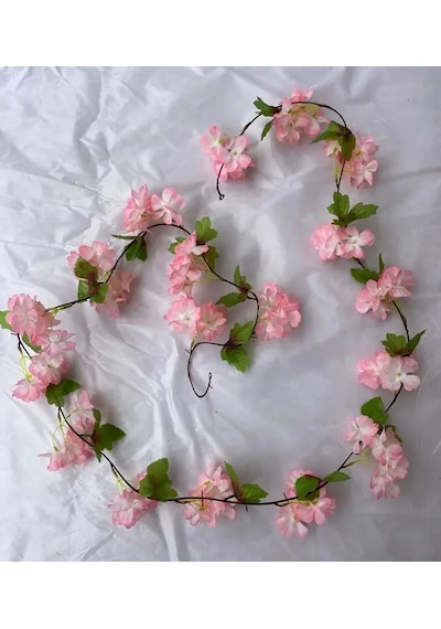 Yapay Çiçek Bahar Dalı Sarmaşık Japon Kiraz Çiçekli 230 Cm 18 Çiçekli 1.kalite Dolanabilen Model - Pembe