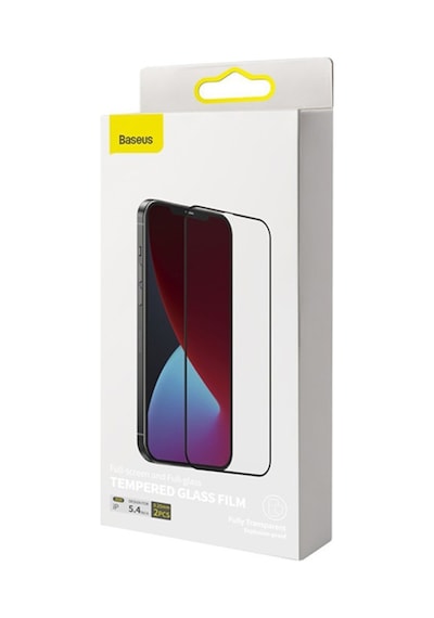 Baseus 0.25Mm Apple Uyumlu   iPhone 12 Pro 6.1 3D Full Tempered Cam Ekran Ko Siyah