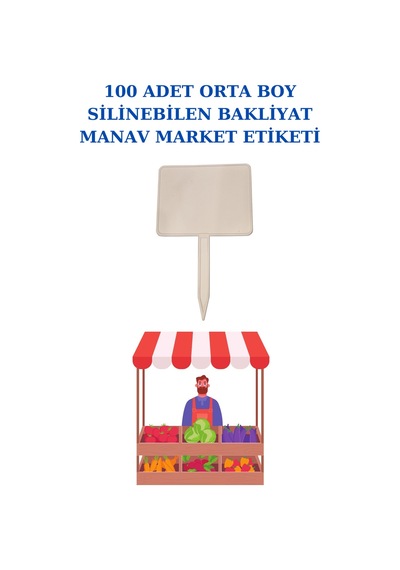 Yaz Sil Orta Boy Sapla Bakliyat Etiketliği 100 Adet Manav Pazarcı Etiketi 002 Beyaz