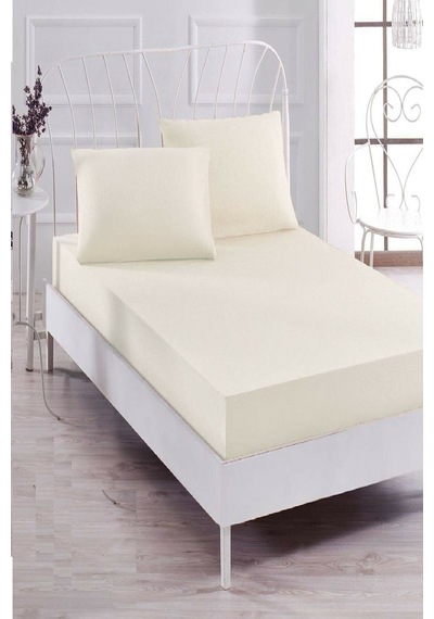 Bebesi 180x200+35 Cm Çift Kişilik Havlu Lastikli Çarşaf Takımı 50x70 Cm 2 Adet Yastık Kılıfı Krem