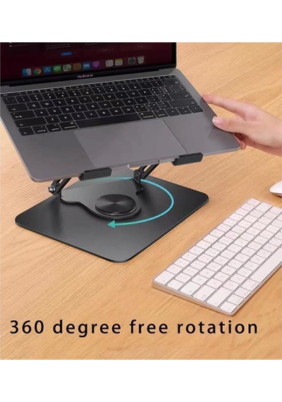 Lexroo Zr-110 B Alüminyum 360 Derece Dönen Tabanlı Katlanabilir Taşınabilir Laptop Standı Koyu Gri