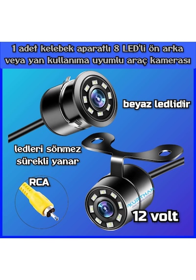1 Adet Beyaz Ledli Kelebek Kamera Ledleri Sürekli Yanar 12 Volt