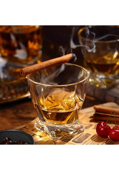 Viski Kayaları Bardak Seti Hediye Kutusunda - 2 Kristal Bourbon Bardağı Ve 2 Büyük Buz Topu Kalıbı İçerir - 325
