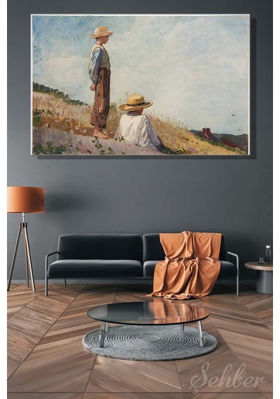 Yatay Kanvas Tablo Tekli Winslow Homer Mavi Çocuk The Blue Boy İsimli Eseri 2973