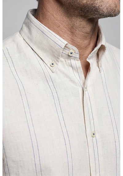 Bisse Lacivert Regular Fit Keten Uzun Gömlek Gmktn261081 C39