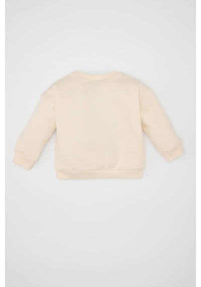 DeFacto Kız Bebek Disney Lilo & Stitch Bisiklet Yaka İçi Yumuşak Tüylü Kalın Sweatshirt D6677A524WNER99 Ekru
