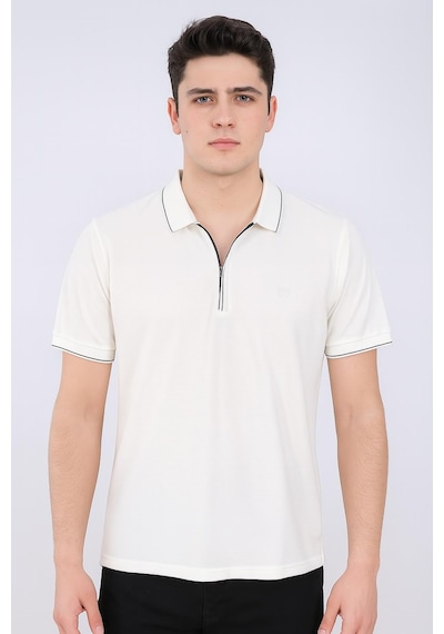 Gewer Slim Fit Erkek Kısa Kol Polo Yaka Tshirt - 7351 Beyaz
