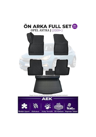 Opel Astra "j" 5d Karbon Paspas Takımı +3d Pvc Bagaj Havuzu Set
