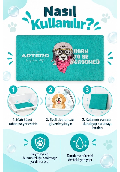 Artero Köpekler Ve Kediler İçin 107 65 Cm Banyo Küveti Matı
