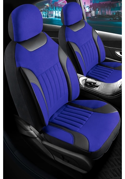 Renault 11 Flash Uyumlu Lüx Deri Detaylı Tay Tüyü Oto Koltuk Kılıfı Ön Arka Takım Edition Serisi Mavi