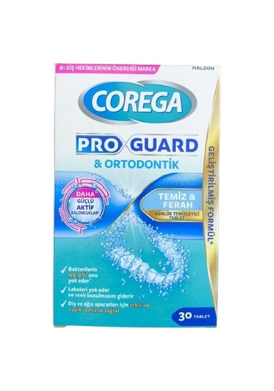 Corega Pro Guard Ortodontik Günlük Temizleyici Tablet 30 Tablet