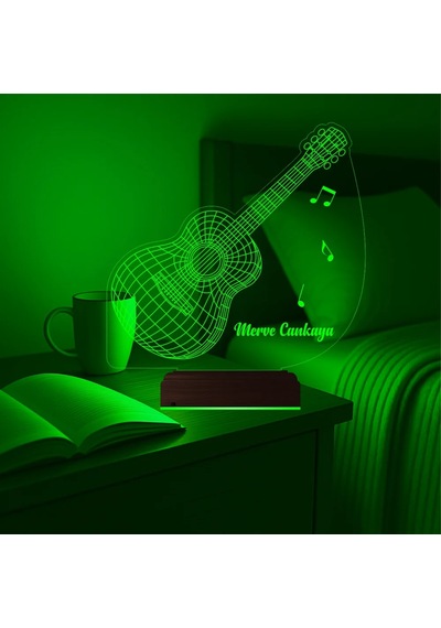 Luvivia Gitar Gitarist Müzisyen Hediyesi Kişiye Özel 3d Lamba - Masa Gece Lambası Şeffaf