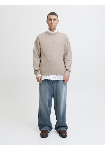 Jack & Jones Jjesoho Ollıe Knit Basic Erkek Crew Neck Kazak Modelleri Bej